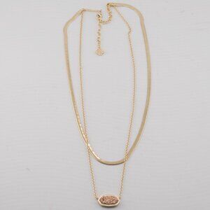 Kendra Scott Double Layer Snake Chain Champagne Quartz Necklace